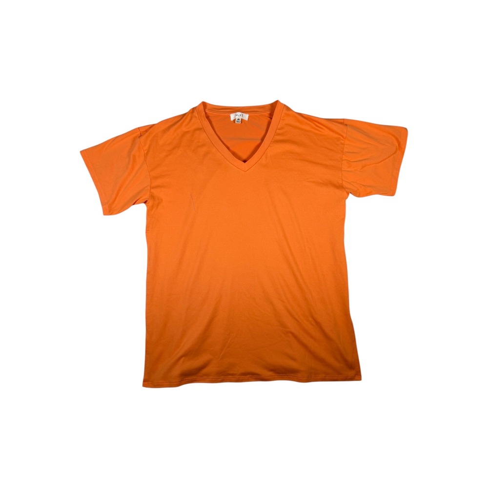 Love J USA Womens Orange V-Neck Short Sleeve Relaxed‎ Fit Tee Shirt Size M